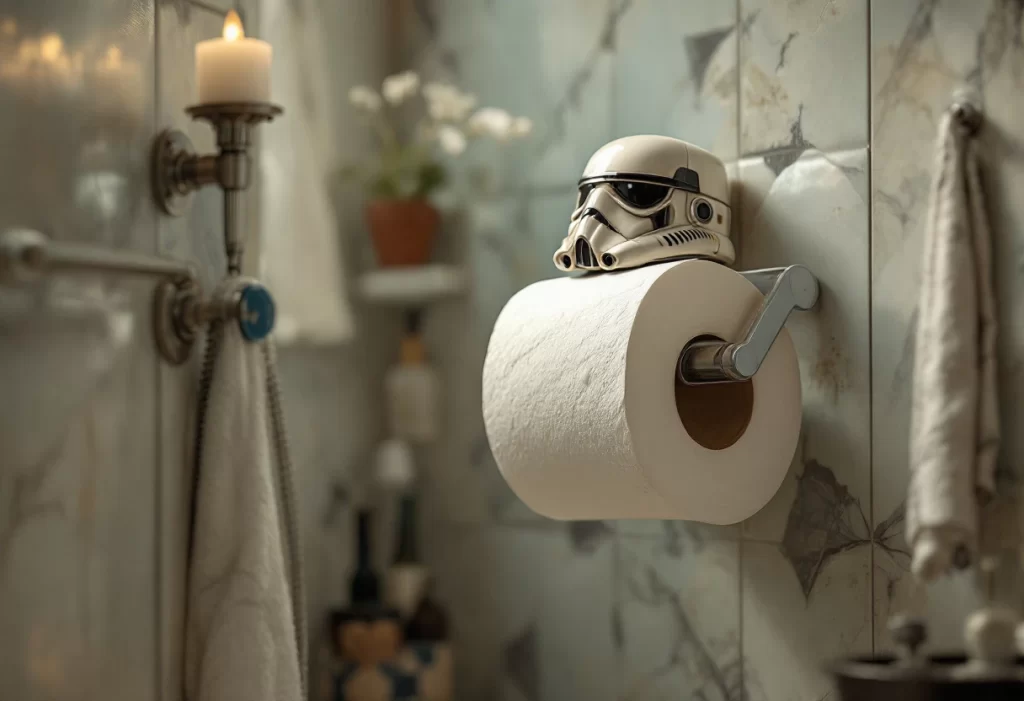 Inspirations geek : star wars, marvel et porte-rouleaux décalés pour une salle de bain unique