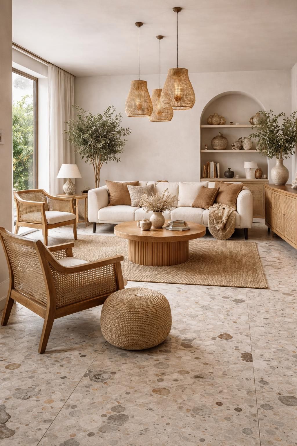 découvrez les tendances matières de 2026 avec l'élégance du terrazzo, la chaleur du travertin et l'authenticité du cannage naturel pour un intérieur moderne et naturel.