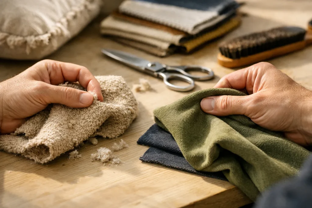 Les textiles d’ameublement : ce qui bouloche, ce qui se détend